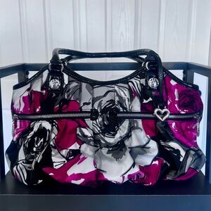 Brighton Floral Madison Shoulder Purse Hobo Black Red Pink Gray Nylon